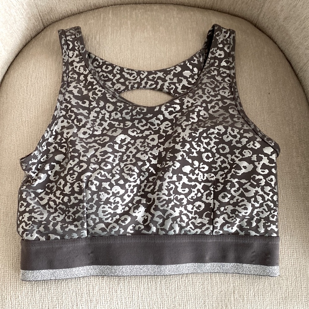 Silver print sports bra
